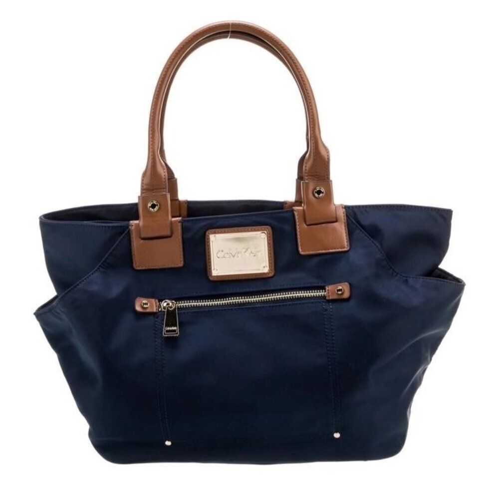 Calvin Klein Navy Nylon Shoulder Bag • Gold-Tone Hardware • NWOT